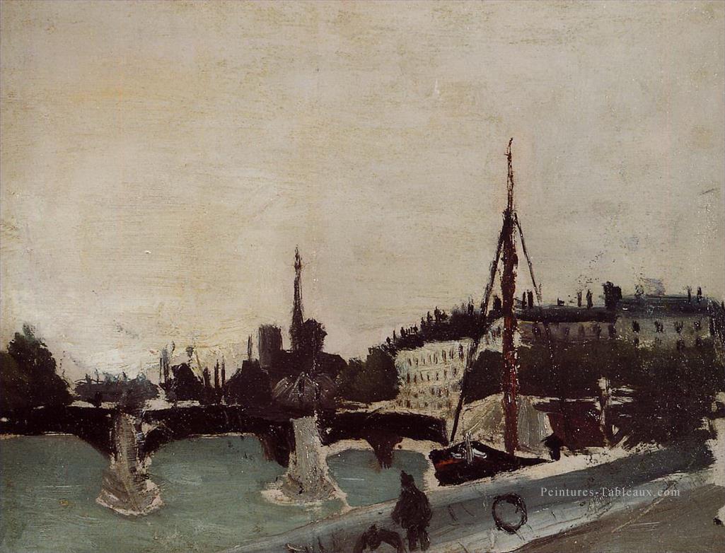 vue de l’Ile Saint Louis de l’étude du quai Henri IV 1909 Henri Rousseau ville Peintures à l'huile